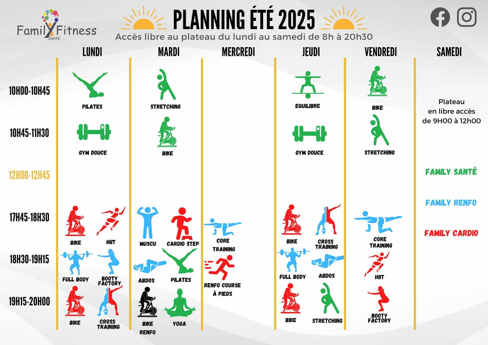 Planning été Family Fitness cours 2025 Salle de sport et santé montreuil sur mer 62